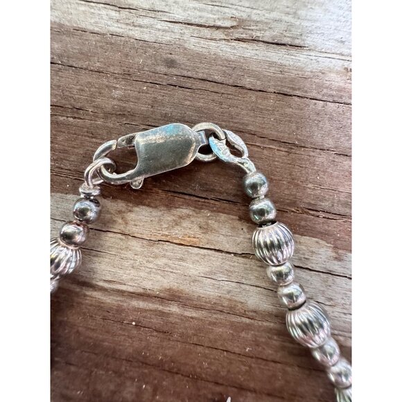 Vintage Sterling Silver Beaded Necklace With Lobster Clasp Closure 18.82g - Picture 5 of 7